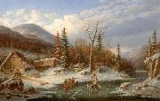 Cornelius Krieghoff Winter Landscape, Laval oil painting reproduction